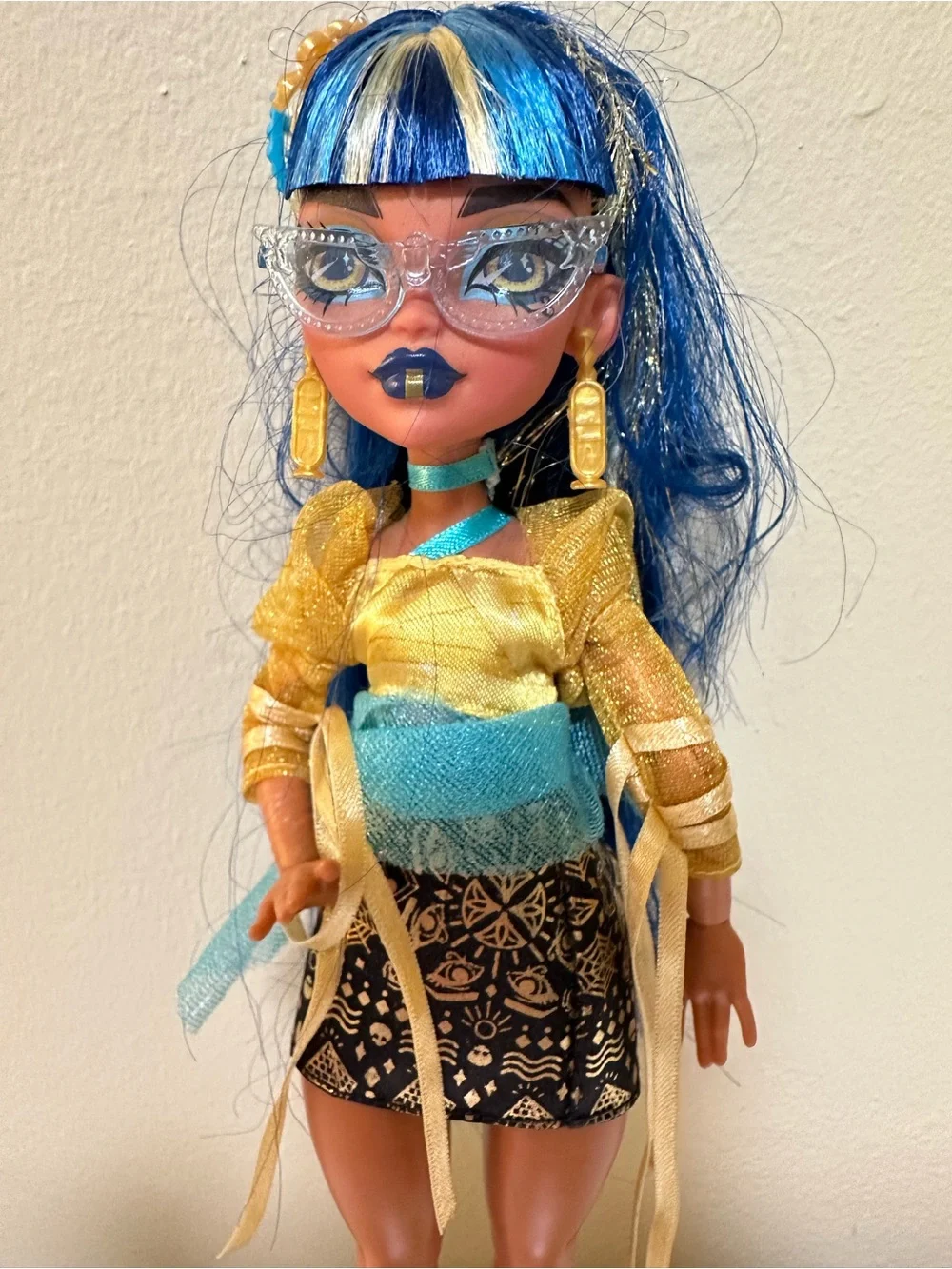 monster high Metallic Gold Top with Blue Accents Doll Outfit